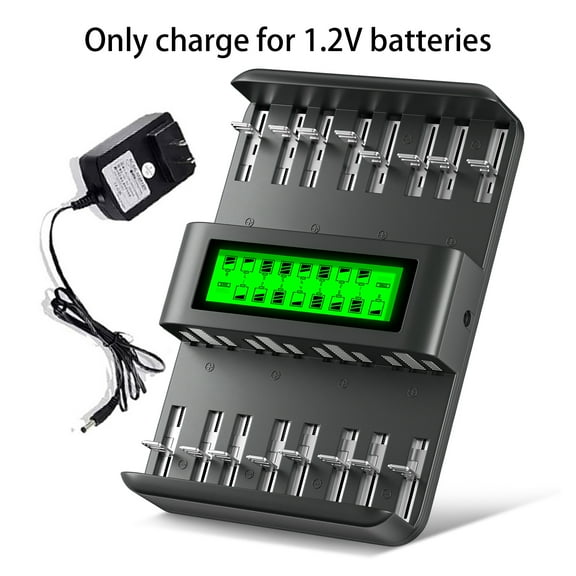 CITYORK 16 Bay LCD Universal Battery Charger for 1.2V C D AA AAA Size Ni-MH Ni-CD Household Rechargeable Battery, Fast Charging