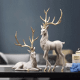 thumbnail image 5 of AIGIA Resin Deer Decoration Nordic Tabletop Holiday Reindeer Ornaments Sculpture Statue Desk Living Room Model Gifts - Standing 13.78x5.91inch, 5 of 19