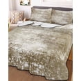 thumbnail image 3 of Quilts Full Size Bedding Set, Shabby Brown Lightweight Quilted Comforter, Oil Painting Vintage Art Brown White Soft Reversible Bedspread Coverlet with Pillow Covers for All Season, 78" x 90", 3 of 7