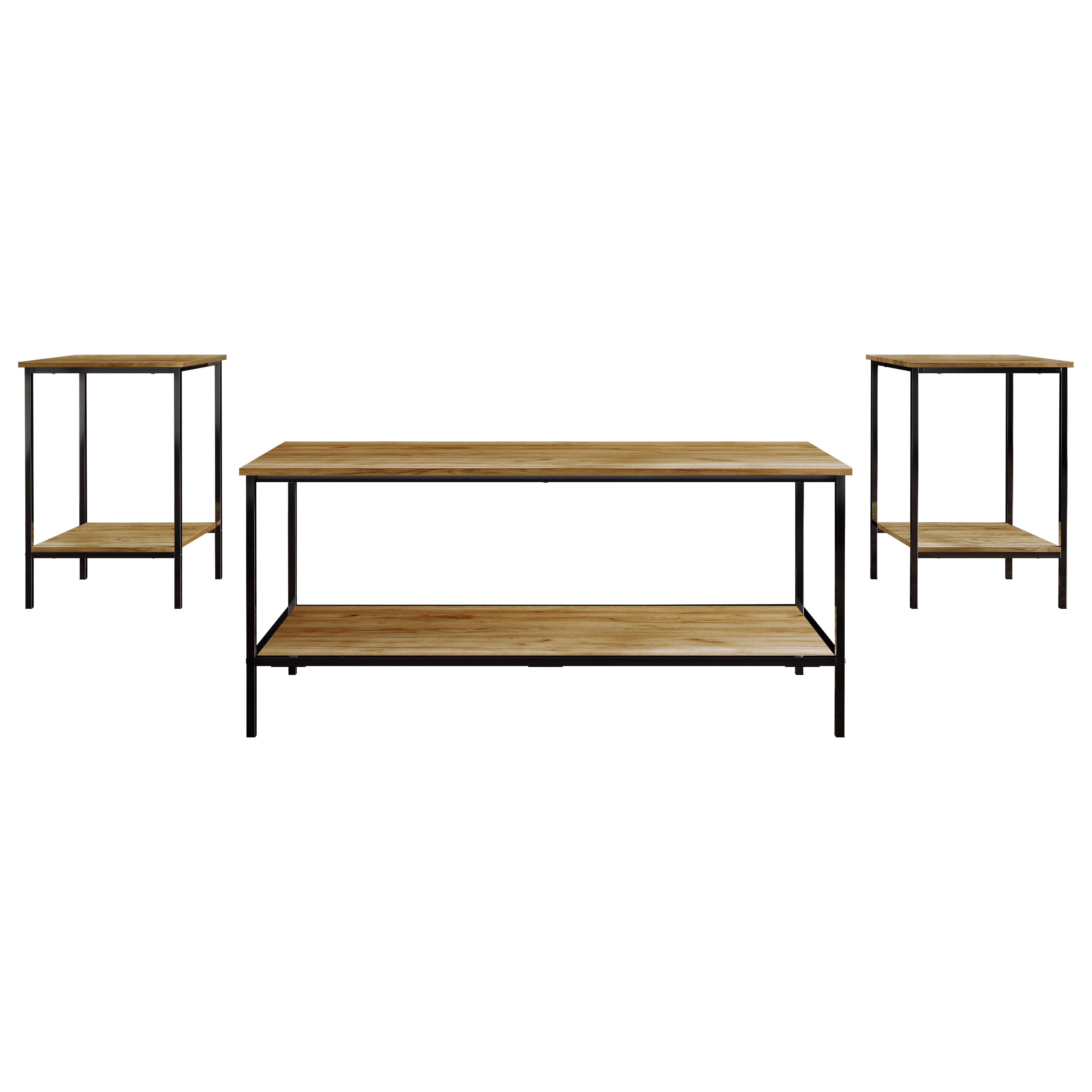 Castle Place Elegance 3- Pieces Coffee Table Set, Light Oak