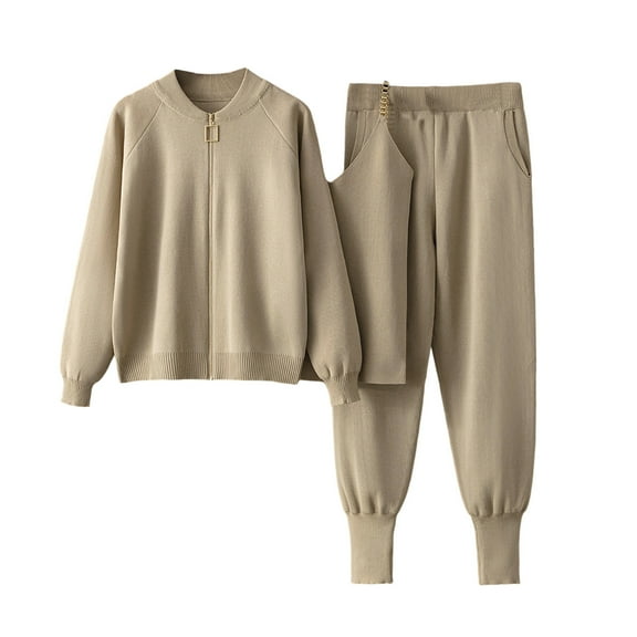 Edvintorg Lounge Sets for Women 3 Piece Travel Outfits Shawl Coat Tank Top and Wide Leg Pants Fall Winter Matching Sets Women Clothing