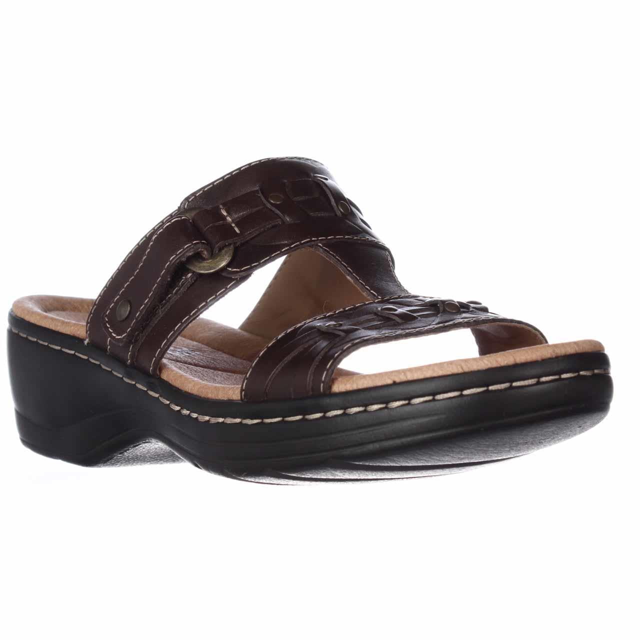Womens Clarks Hayla Young Wedge Slide Sandals - Brown - Walmart.com