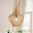thumbnail image 5 of JONATHAN Y Lucas 13" 1-Light Farmhouse Coastal Rattan 180" Cord Plug-In or Hardwired LED Pendant, Brown, 5 of 10