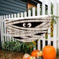 thumbnail image 2 of Lksixu Halloween Bunting Flag, Halloween Decorations 1.5x3 Feet Polyester Mummy Pattern Fan Shaped Flag with Grommets, Reusable Hanging Porch Half Fan Banner Decorative Flag for Party Outdoor Indoor, 2 of 6