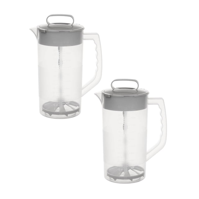 Oleegame 2PC Produce Storage Mixing Pitcher 68 Oz Juice For Fridge Plastic Pitcher With Lids Plunger &Handle Tea Pitcher Clear Pitcher Jug Mixing Pitcher White
