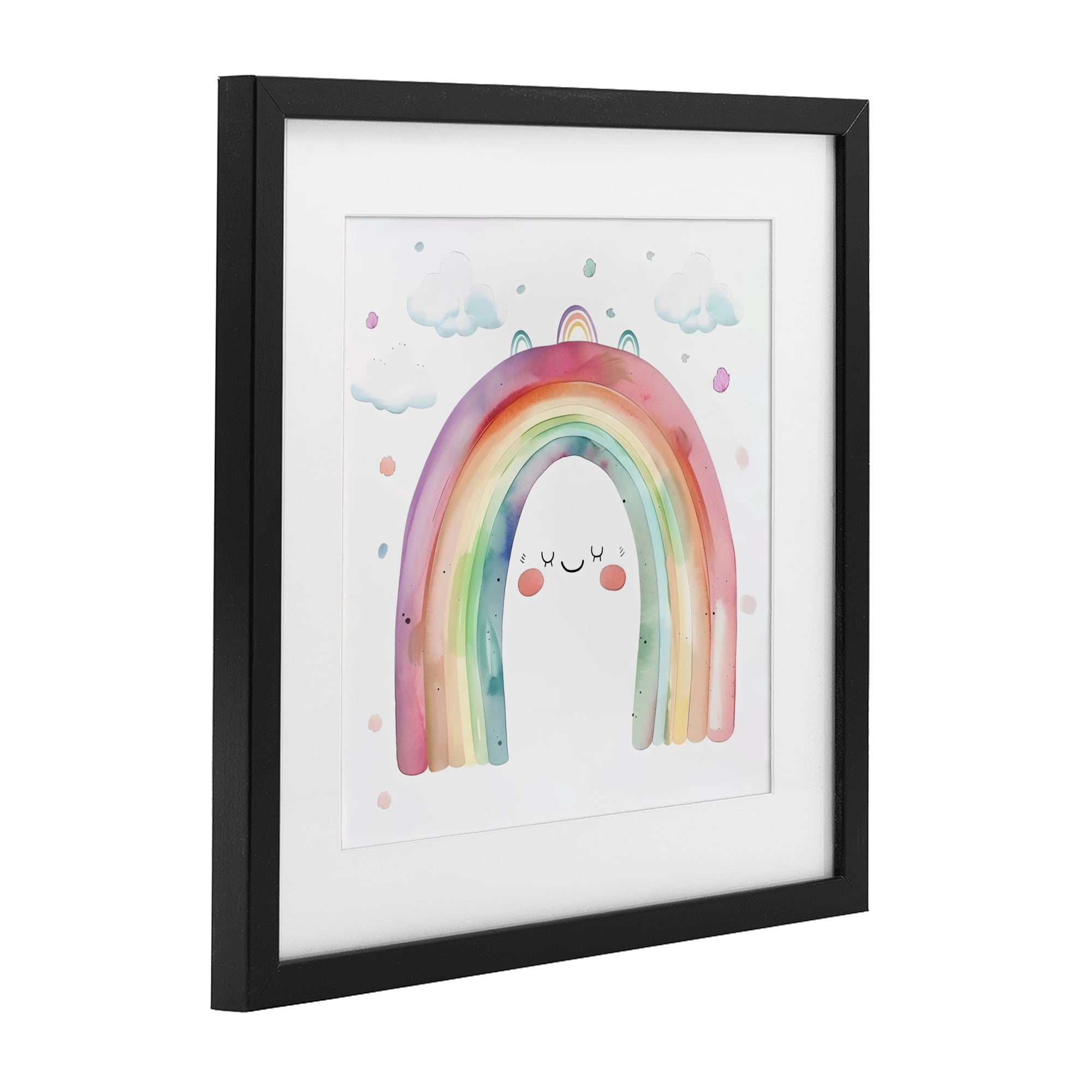 Stupell Industries Cute Smiling Rainbow Black Framed Print Under Glass, design by Creative Studio