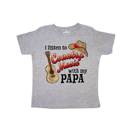 

Inktastic I Listen to Country Music with my Papa with Guitar and Hat Gift Toddler Boy or Toddler Girl T-Shirt