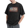 thumbnail image 2 of USPEED Vintage Washed Oversized T-Shirt, USA 250 Semiquincentennial 1776-2026 American Flag Patriotic Graphic Short Sleeve Crewneck Casual Top for Men Women, 2 of 6