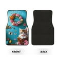 thumbnail image 2 of Vsdgher Whimsical Cats and Flowers Scene Car Foot Mat Set of 4 Pieces Universal Floor Liner Car Accessories Fits Most Cars, Trucks, Vans, sedans, SUV, 2 of 7