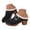 Black, variant on Womens Chunky Stacked Heel Slippers Soft Fleece Round Toe Slip on Winter Shoes with Buckle for Cold Weather Indoor Outdoor Daily Casual Wear