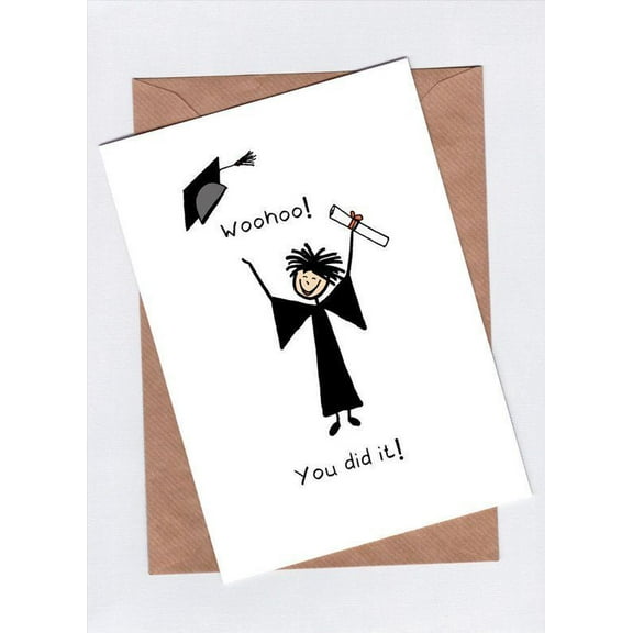 Graduation Card – “Woohoo! You Did It!” Celebratory Design – Blank Inside, Envelope Included – Perfect Gift for Graduates, High School, College, or University