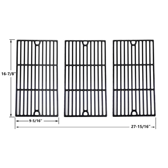Replacement Porcelain Cast Grates For 85-3100-2, 85-3100-2, 85-3101-0, 85-3101-0, G43205, T480, Range Master 463441412, Revoace GBC1646WRS, GBC1748WPF, 463230513 Classic C-69G5 Gas Models, Set of 3