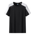 thumbnail image 4 of YUGYXL Mens Crew Neck T Shirt Plain Basic Athletic Casual Shirts Stretch Short Sleeve Workout Running Top Black XXXXL, 4 of 8