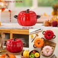 thumbnail image 7 of Dutch Oven Pot with Lid, Pumpkin Pottery Dessert Saucepan, Mini Baking Dish Cute Pumpkin Bowl, Covered Dutch Oven Ceramic Stockpot, Pumpkin-Shaped Casserole, 7 of 7