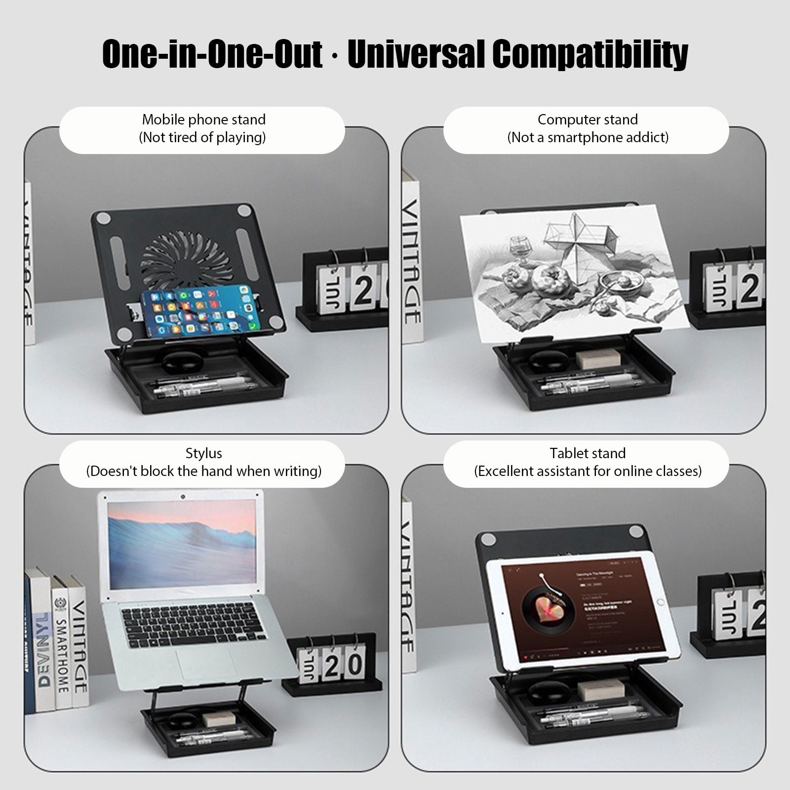 Space Saving Laptop Desk Stand Equipped With Cooling Fan And Locking Mechanism Has Built In Storage Area