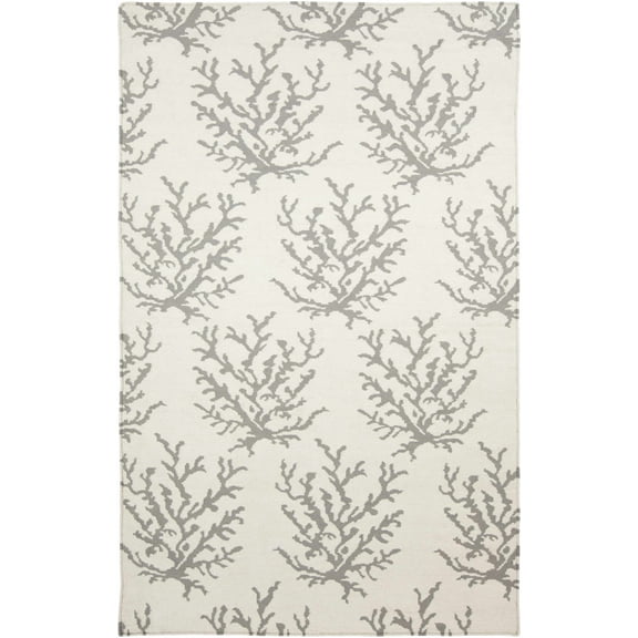 Hauteloom Braidwood Wool Living Room, Bedroom Area Rug - Coastal - Ivory, Light Slate - 5' x 8'
