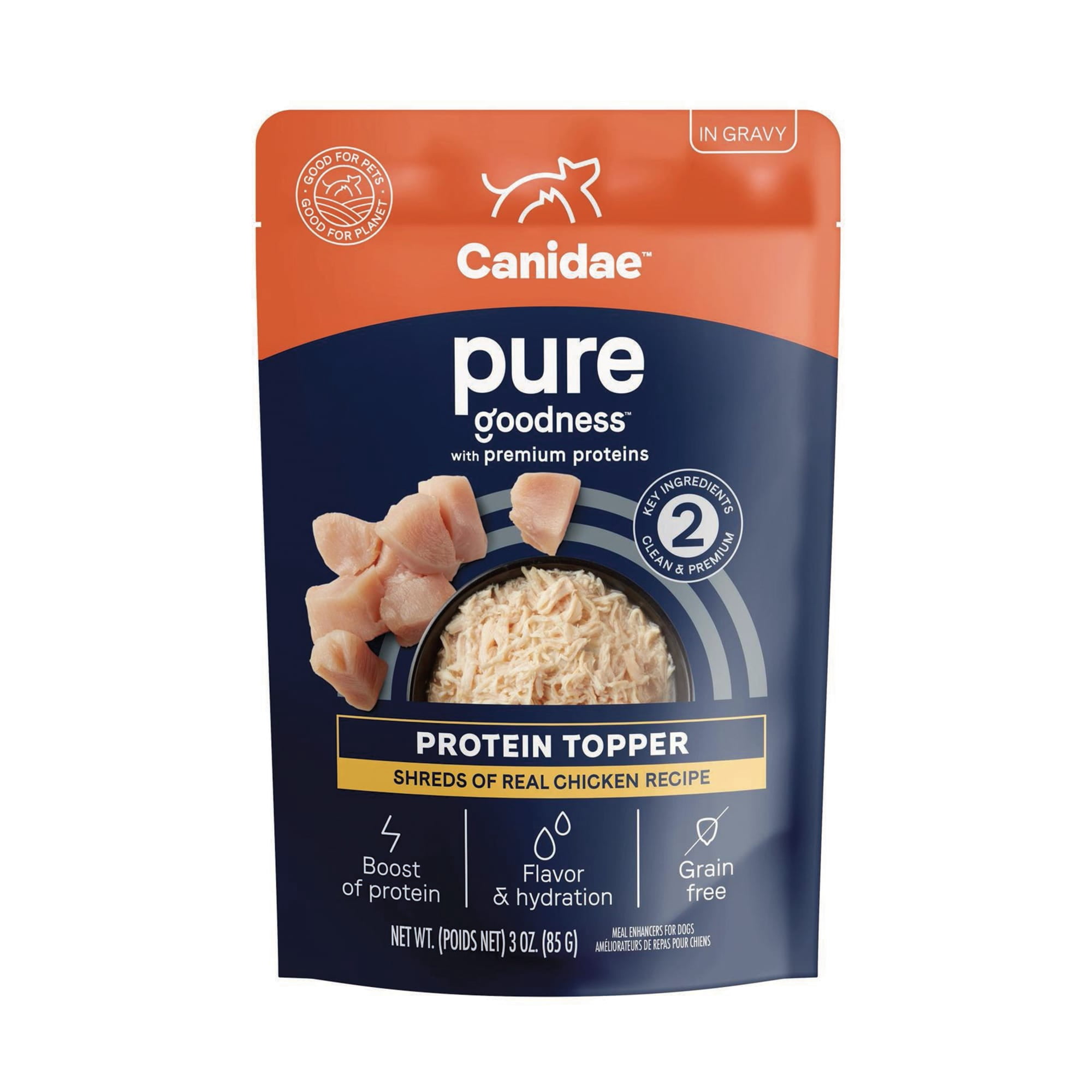Canidae Pure Shreds of Real Chicken in Gravy Recipe Protein Topper Wet Dog Food, 3 oz., Case of 12