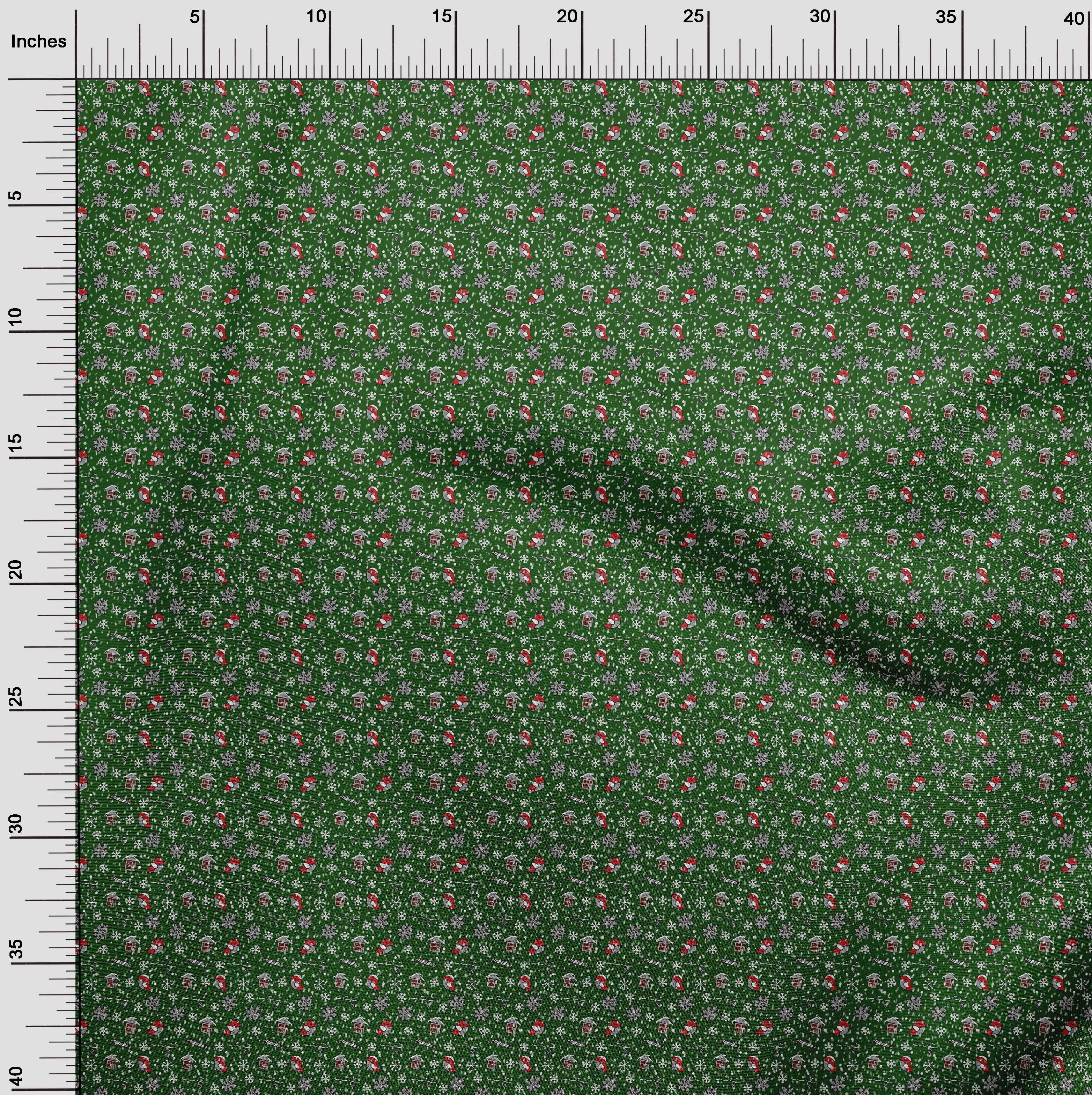 oneOone Cotton Poplin Green Fabric Christmas Sewing Craft Project Fabric Prints By Yard 56 -Inch Wide