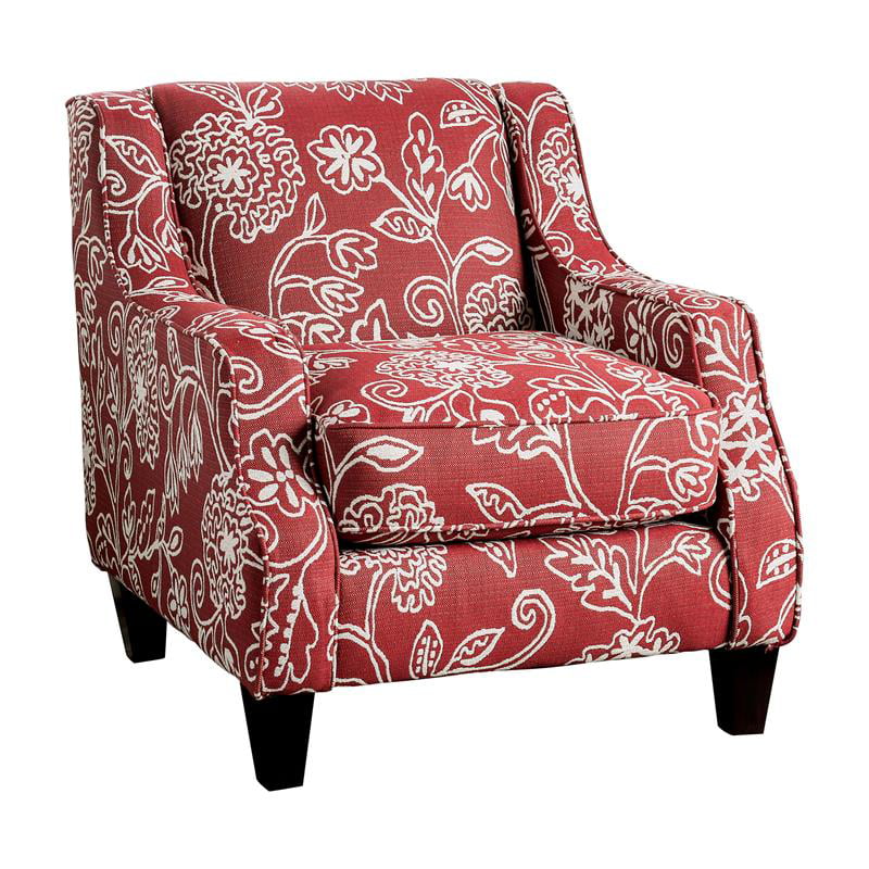 Furniture of America Hannie Chenille Upholstered Floral Accent Chair in
