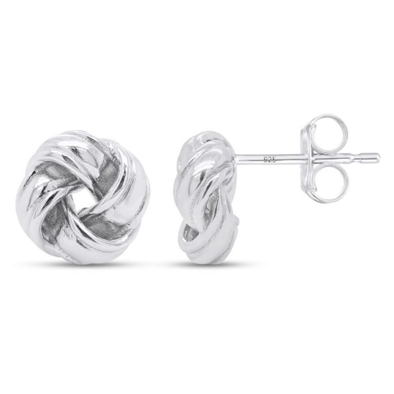 AFFY 14k White Gold Over Sterling Silver Love Celtic Knot Stud Earrings Full Sterling Silver Stud For Women