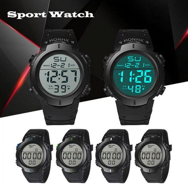 Chunleiiii Interval Timer Watch Fashion Waterproof Men s Boy LCD Digital Stopwatch Date Rubber Sport Wrist Watch Walmart