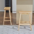 thumbnail image 4 of Hassch Farmhouse Solid Wood Barstools Set of 2, Kitchen Island and Home Pub Saddle-Seat Stools with Footrest, 24.2-Inch Counter Height, Natural, 4 of 10