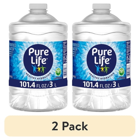 (2 pack) Pure Life Purified Water 3 Liter Single Plastic Jug