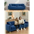 thumbnail image 5 of Newest 87.4" Retro Blue Upholstered Sofa - 3-Seater Couch with Pocket Springs for Living Room & Primary Seating Area​, 5 of 26