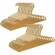 Matte Gold Aluminum Clothes Hangers, 16.5” Extra Smooth & Sturdy Metal Coat Shirt Dress Hanger, Light & Sturdy Metal Rack for Jacket Trouser Pant Slack 20 Pack HL07G