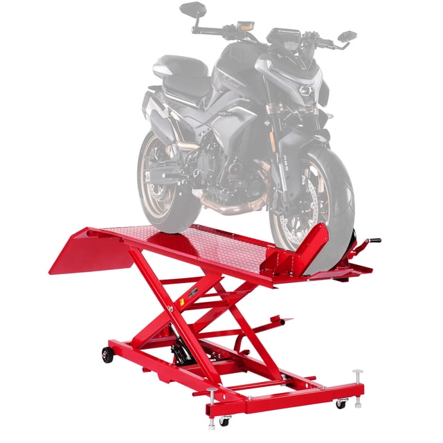 VEVOR Cric de Moto Hydraulique 1000lbs Support de Levage pour Vélo de Rue ATV 2 Roulettes