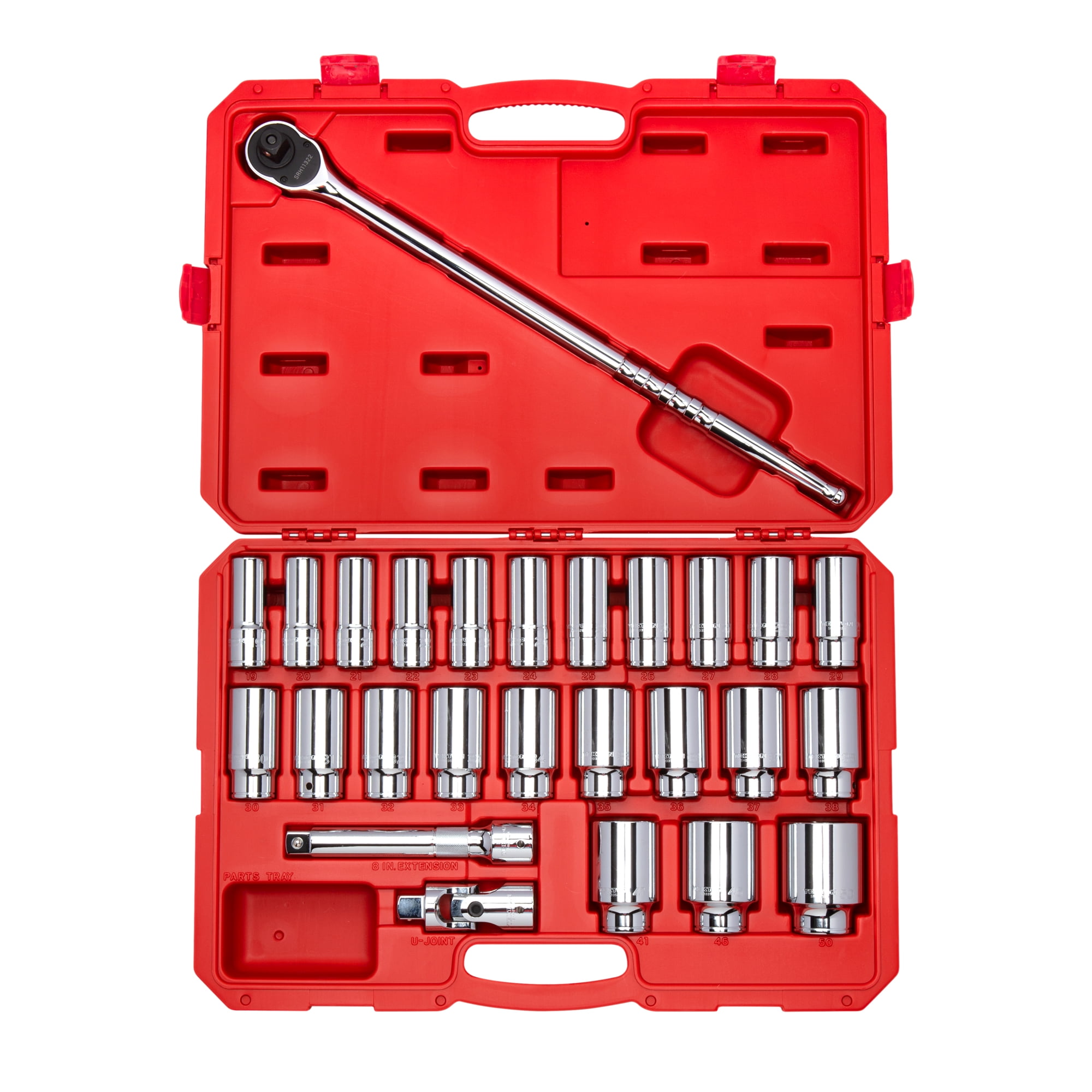 TEKTON 3/4 Inch Drive Deep 6Point Socket & Ratchet Set, 27Piece (19
