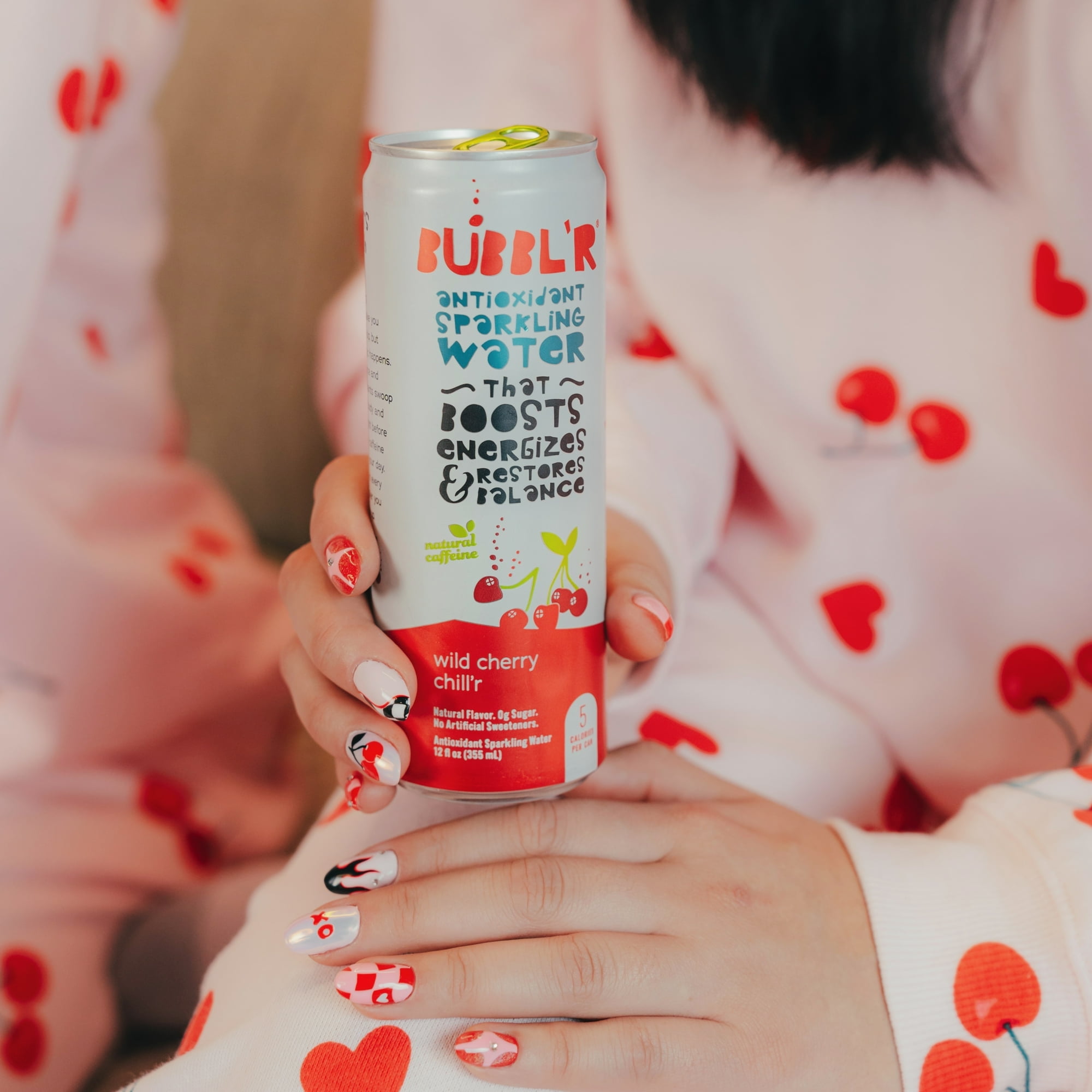 BUBBL'R Antioxidant Sparkling Water, Wild Cherry Chill'r, 12 fl oz, 4 Pack Cans