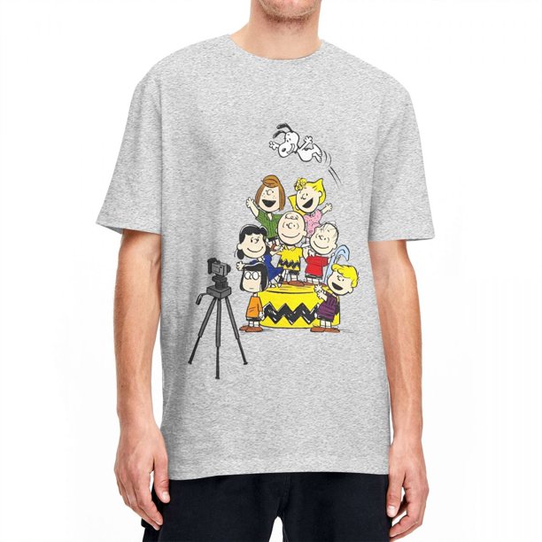 Camiseta de algodón Peanuts Charlie Brown y Snoopy, camiseta para tomar fotos, camiseta hippie para parejas, camisetas estéticas de verano de manga corta