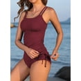 thumbnail image 3 of Asoul Women's Two Piece Swimsuit Side Drawstring Tankini Tops with High Waisted Bikini Bottoms, 3 of 5