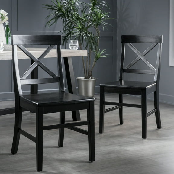 Bono Acacia Wood Dining Chairs, Set of 2, Black