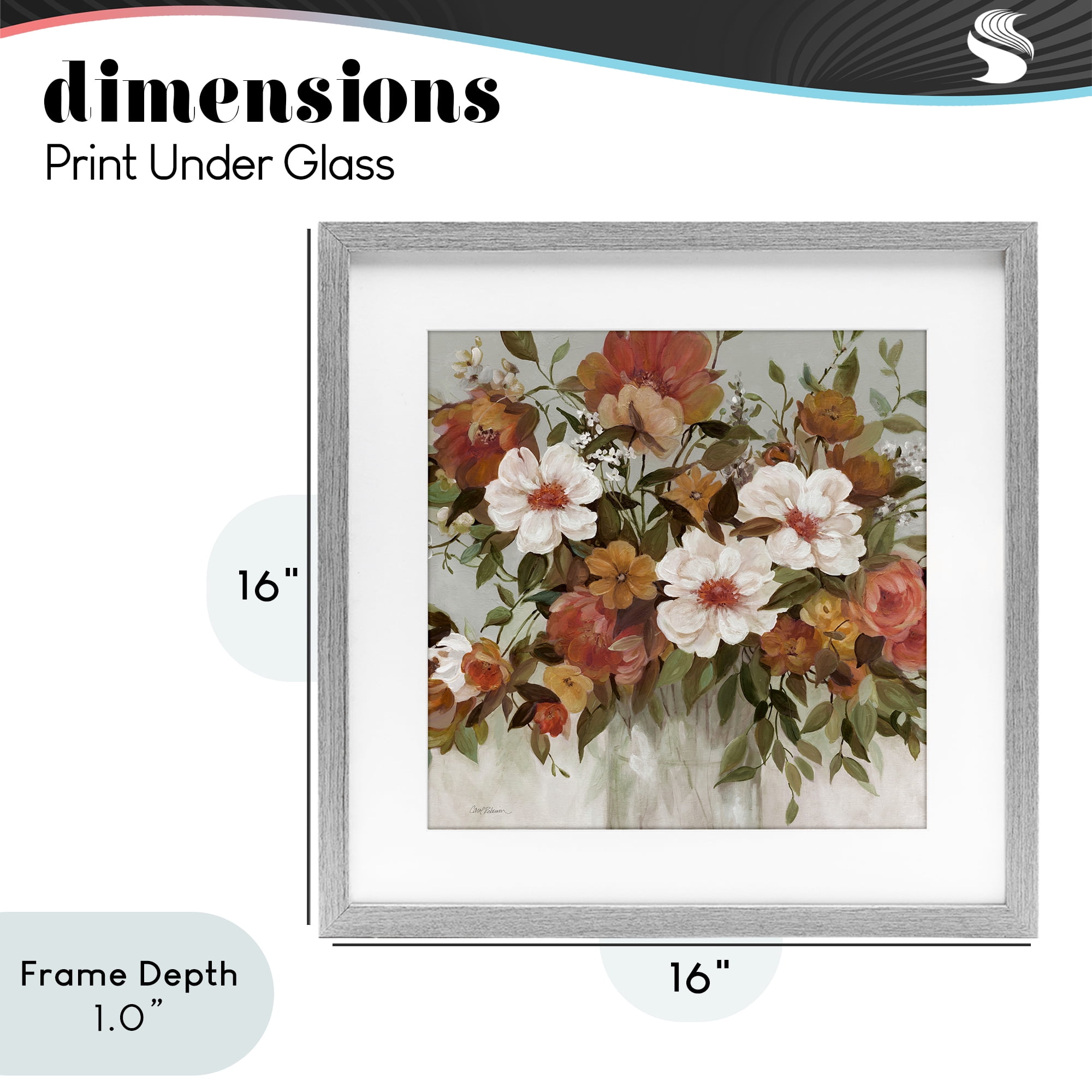Stupell Industries Muted Vibe Bouquet Gray Framed Print Under Glass, design by Carol Robinson