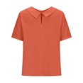 thumbnail image 6 of Dazajoo Summer Linen Tops for Women 2025 Casual Short Sleeve Solid Color Shirts Round Neck Lapel Collar Blouses,Orange,M, 6 of 7