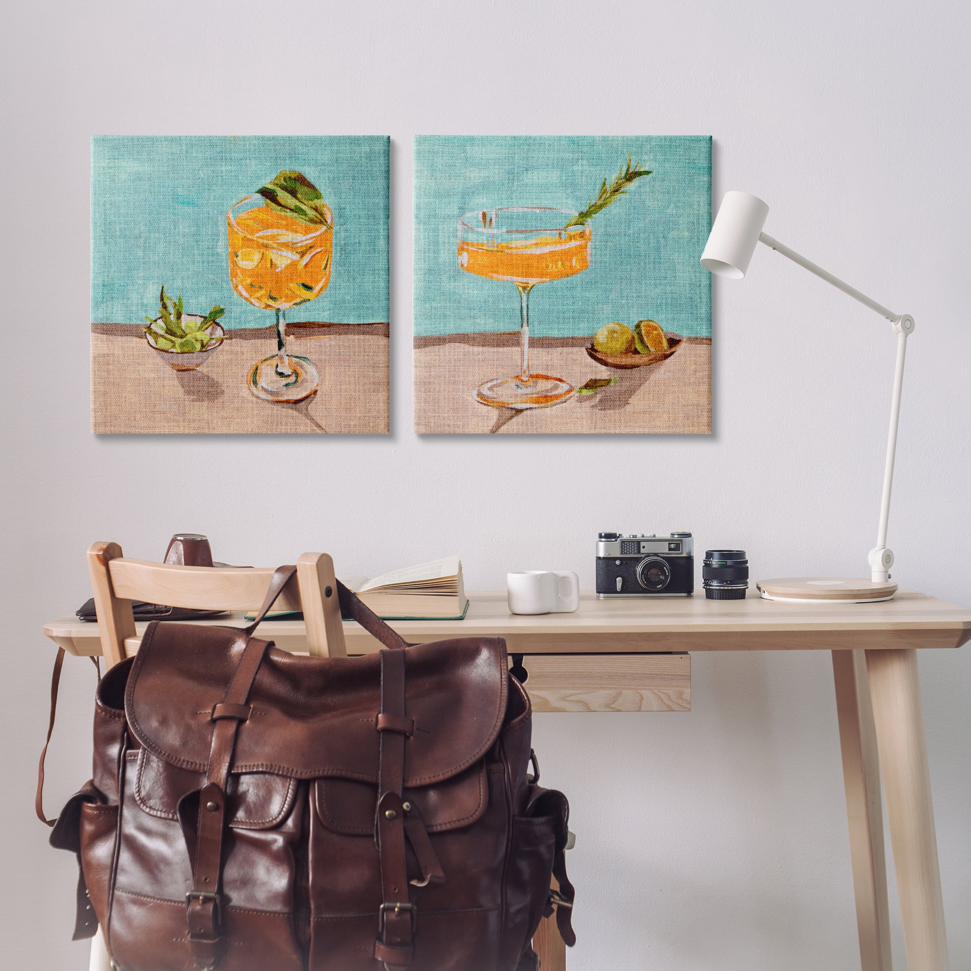 Stupell Industries Orange Cocktail Still Lifes Food & Beverage Painting Wrapped Canvas Art Print Wall Art, 24 x 24, Set of 2
