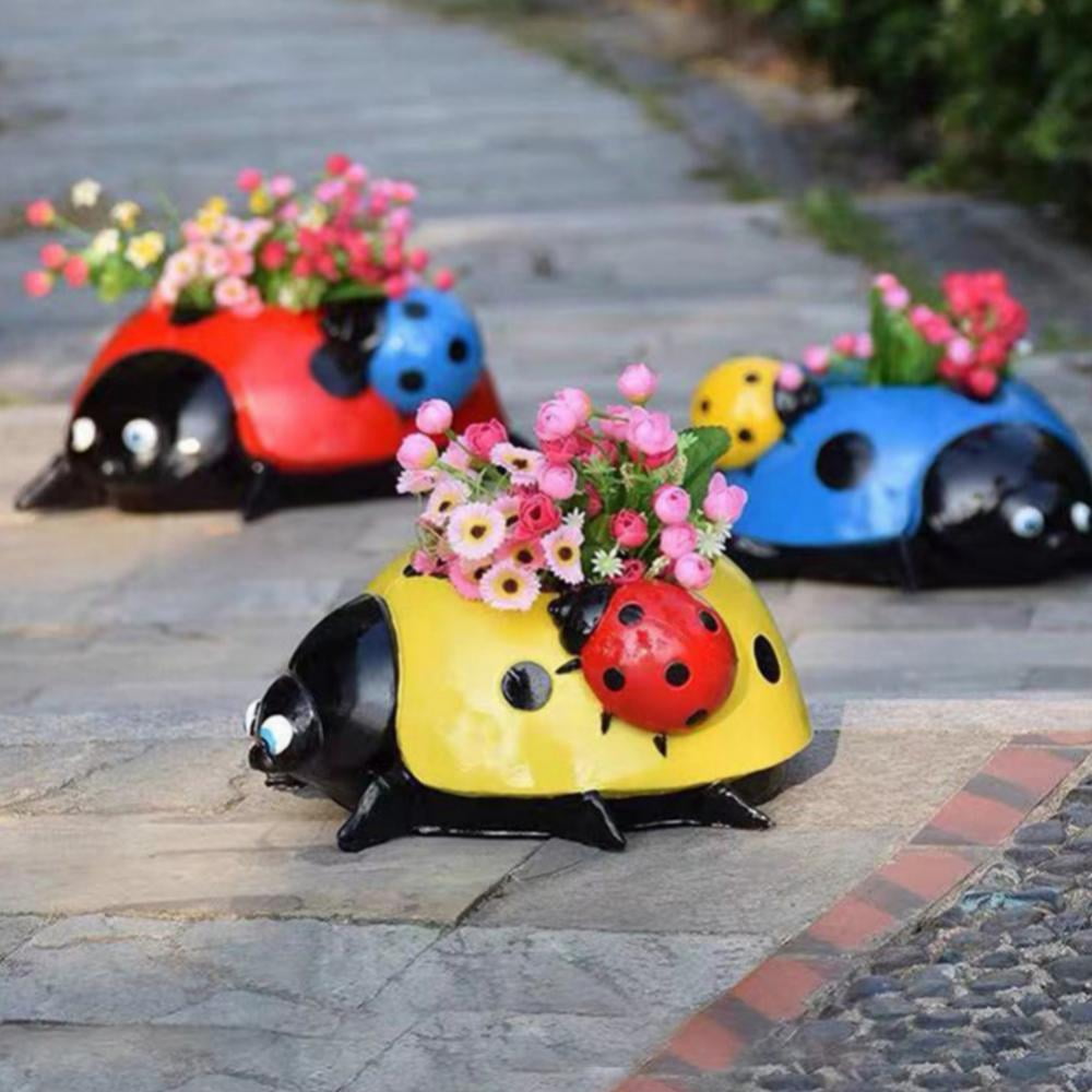 Resin Ladybug Flower Pot Garden Sketches Simulation Animal Ladybugs