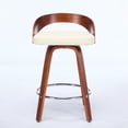 thumbnail image 2 of Mid-century Modern Bar Stools (2) - 25" Height, Beige Faux Leather Seat, Walnut Wood, Functional Seat Design Of 2 Modern, 25-inch Low Back, Leather, Walnut Finish 360-degree Swivel, 2 of 7