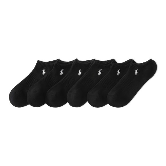 Polo Ralph Lauren Men's Classic Sport Solid Low Cut Sock 6 Pack, Black, Men's Shoe Size: 6-12.5, Black, 6-12.5