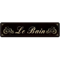 Le Bain French Country Bathroom Signs Tin Plaque for Home Décor 4" x 16"