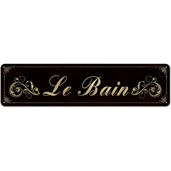 Le Bain French Country Bathroom Signs Tin Plaque for Home Décor 4" x 16"