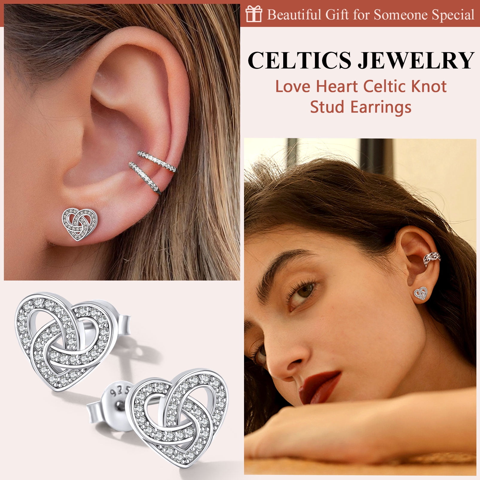 Silvora Chain Earrings for Women Solid Silver Dangling Cuban Chains Drop Ear Charms for Her Birthday Valentine's Day Gift