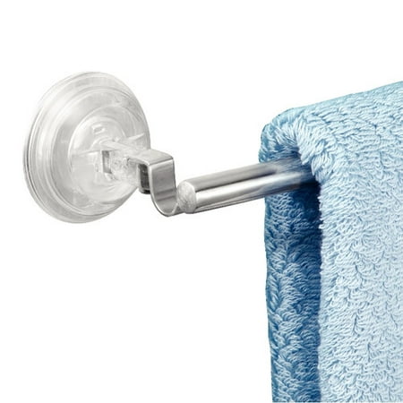 InterDesign Reo Power Lock Suction Towel Bar for Bathroom, Stainless Steel