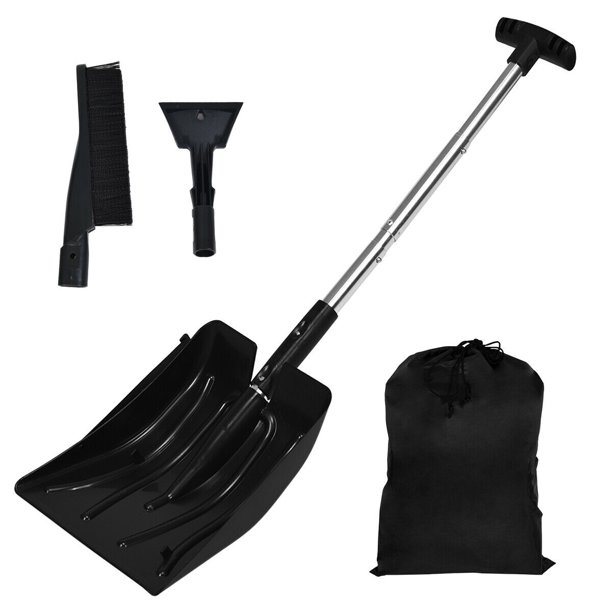 Gymax 3in1 Snow Shovel w/Ice Scraper &Snow Brush Portable Shovel Kit