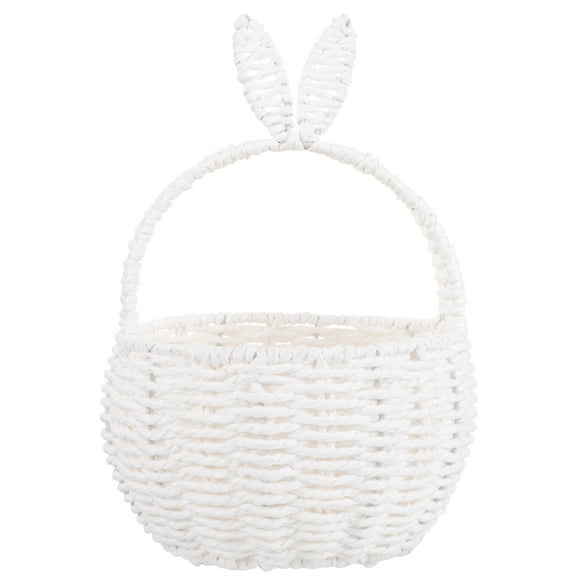 Simulated Rattan Woven Basket Decorative Bunny Ear Design Basket Fruit Basket Flower Basket