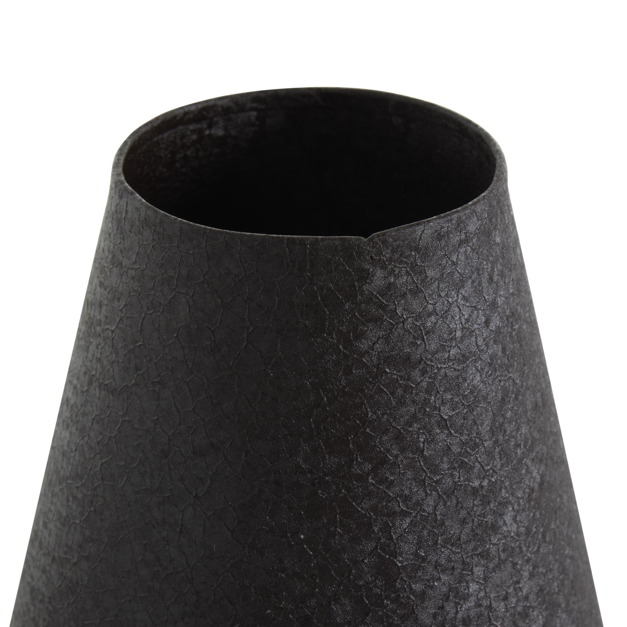 DecMode 14", 11"H Textured Cone Black Metal Vase, Set of 2