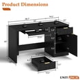 thumbnail image 6 of Waleaf 55" Computer Desk with Drawers & Storage Shelves, Modern Home Office Desk with Keyboard Tray, Sturdy Wood Study Writing Desk for Bedroom Living Room（Black）, 6 of 8