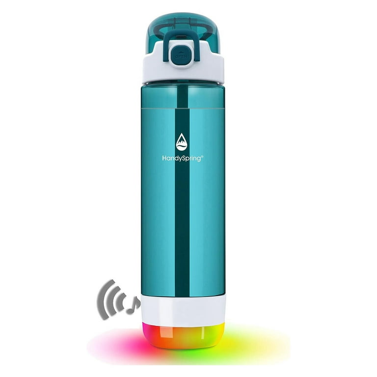 Handyspring - Smart Water Bottle with Reminder to Drink Water, Lights and Sound, Water Intake Tracker, Rechargeable, Tritan Plastic, Straw Hydrate